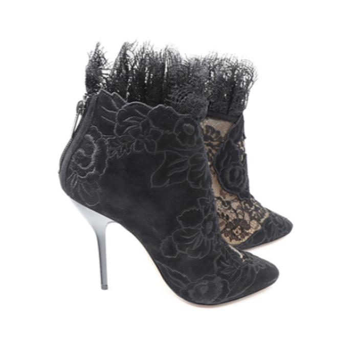 Jimmy Choo London Lace WSuede Black Heels