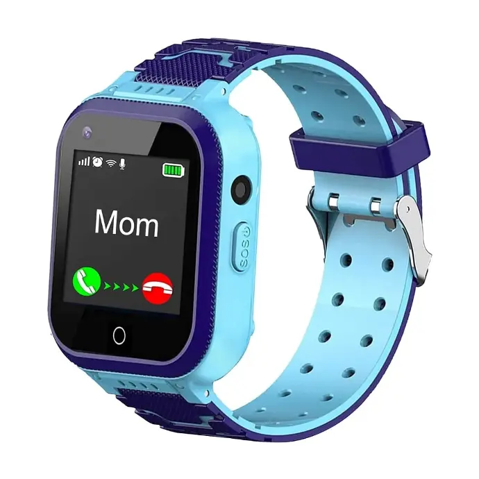 Blue Smartwatch for kids receiving a call from mom