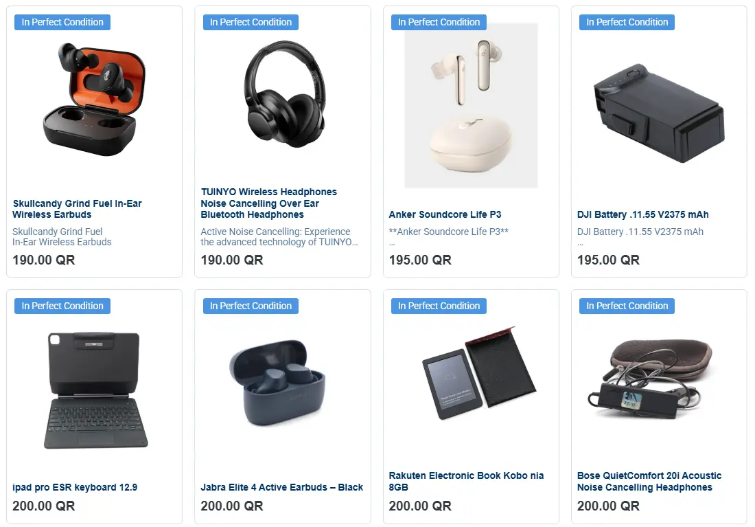 Screenshot featuring a selection of the most attractive deals found on the online shopping websites in Qatar, highlighting significant savings for quality only at Oksouq