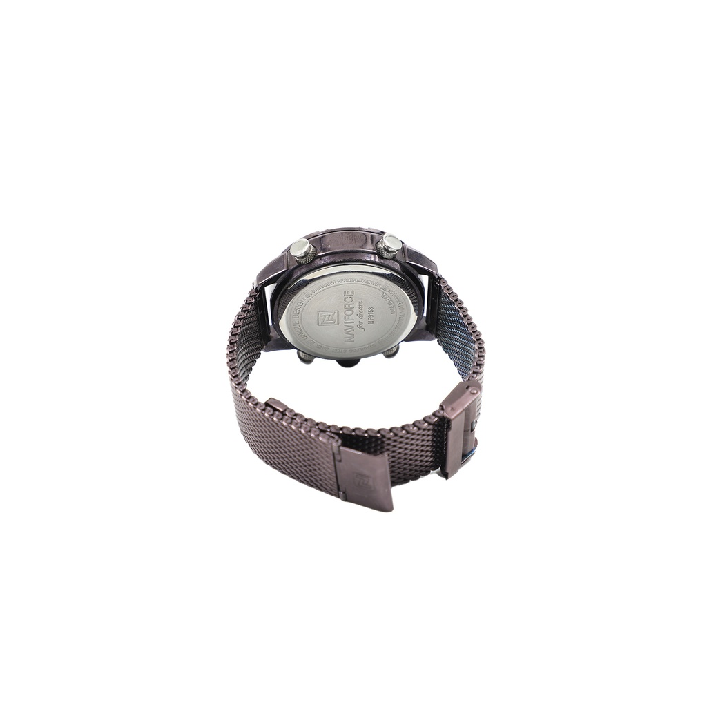 Naviforce NF 9153 Luxury Original Quartz Watch For Men, LED Double Display - Brown