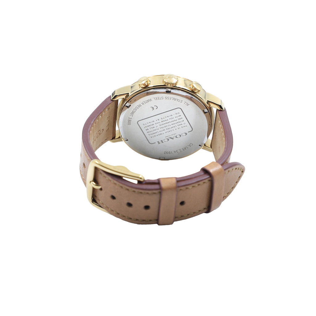 Coach 14602541 Black Dial Brown Leather Watch, Men's Watch, Women's Watch, Gold CA .143.2.34.1992