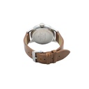 Men's Vegan Leather Band Watch with Matte Silver Tone Case and Easy Read Dial