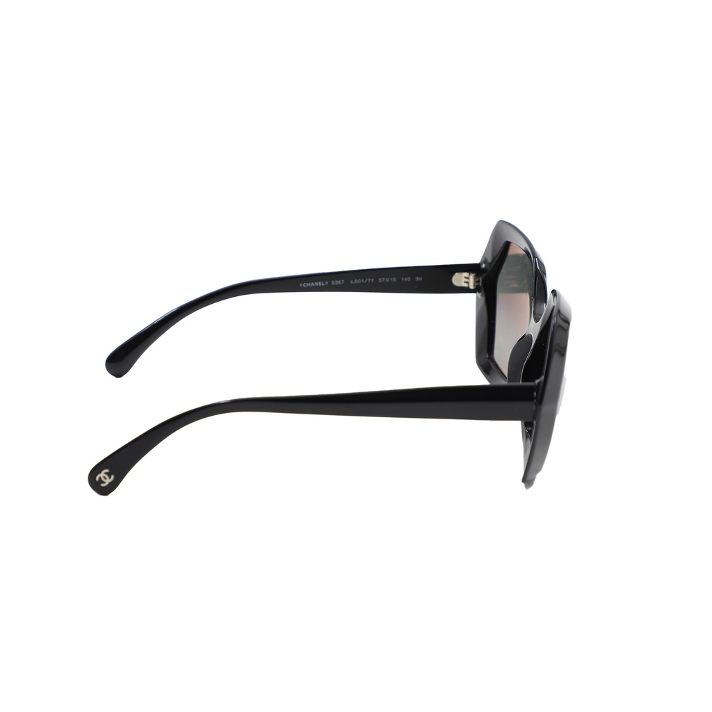 Chanel Sunglasses Black Hexagon Angular Grey Gradient 5367 c.501/71, Lens Width 57