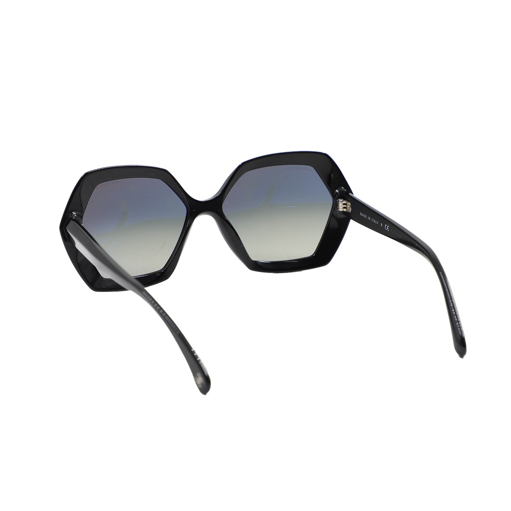 Chanel Sunglasses Black Hexagon Angular Grey Gradient 5367 c.501/71, Lens Width 57