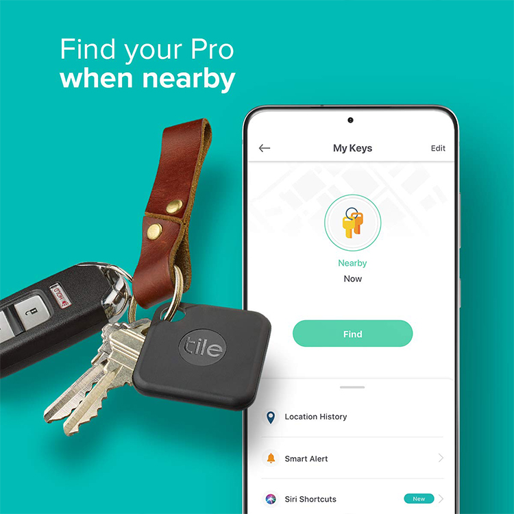 Tile Pro (2020) Bluetooth Item Finder, 1 Pack, Black. 120 m Finding range, 1 Year Battery, Works with Alexa and Google Smart Home. iOS and Android Compatible. Find Your Keys, Remotes & More