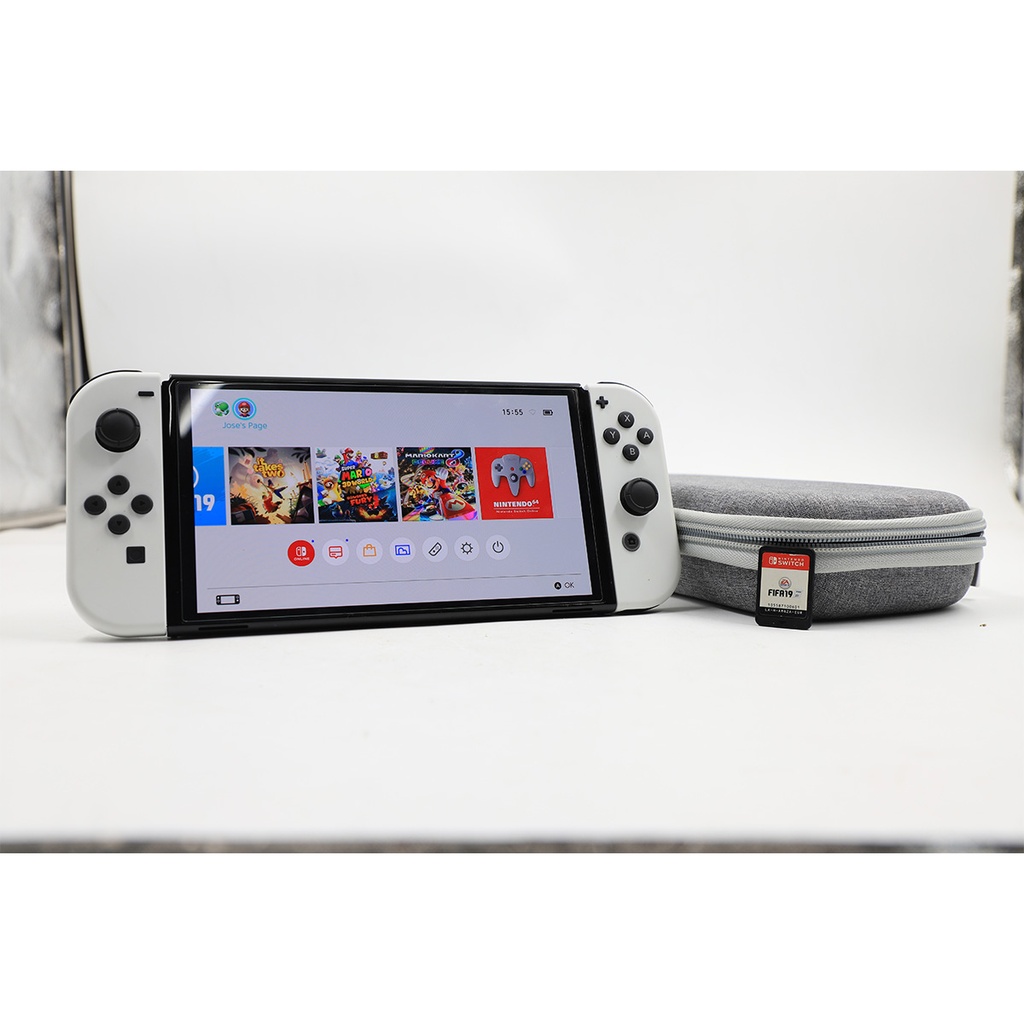Nintendo Switch Oled White With Case + Fifa Game