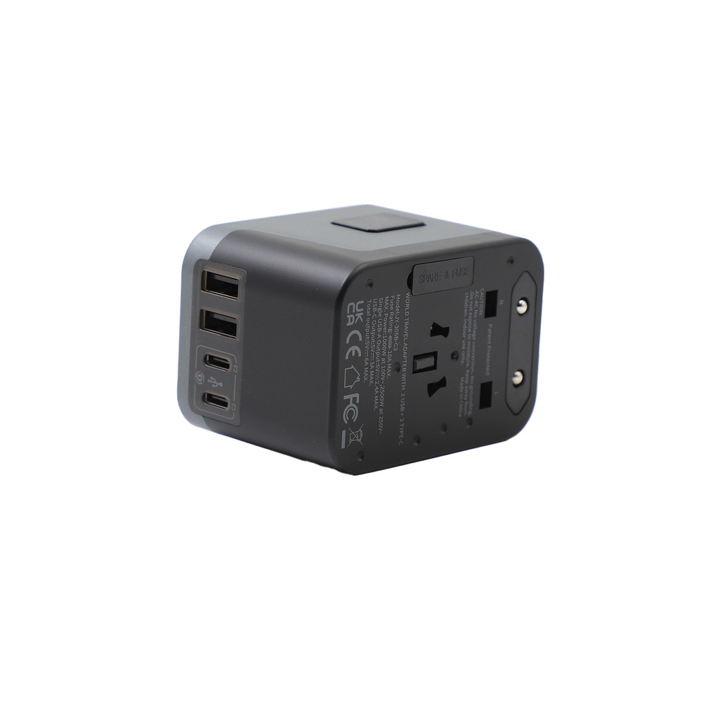World Travel adapter with 4 usb +type -c
