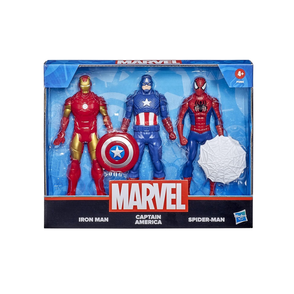 Marvel Action Figure Toy 3-Pack, 6-inch Figures, Iron Man, Spider-Man