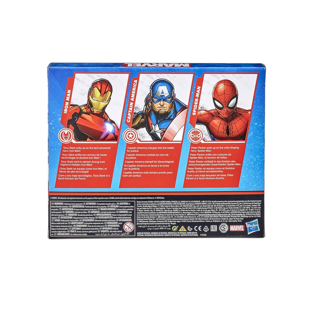 Marvel Action Figure Toy 3-Pack, 6-inch Figures, Iron Man, Spider-Man
