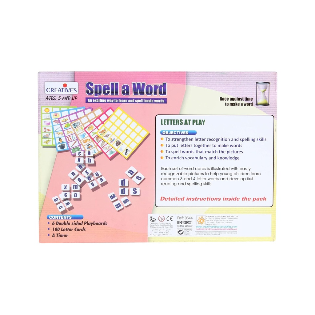 Creative’s Spell a Word| Learn & Spell Basic Words for Kids| Letter Recognition Reading