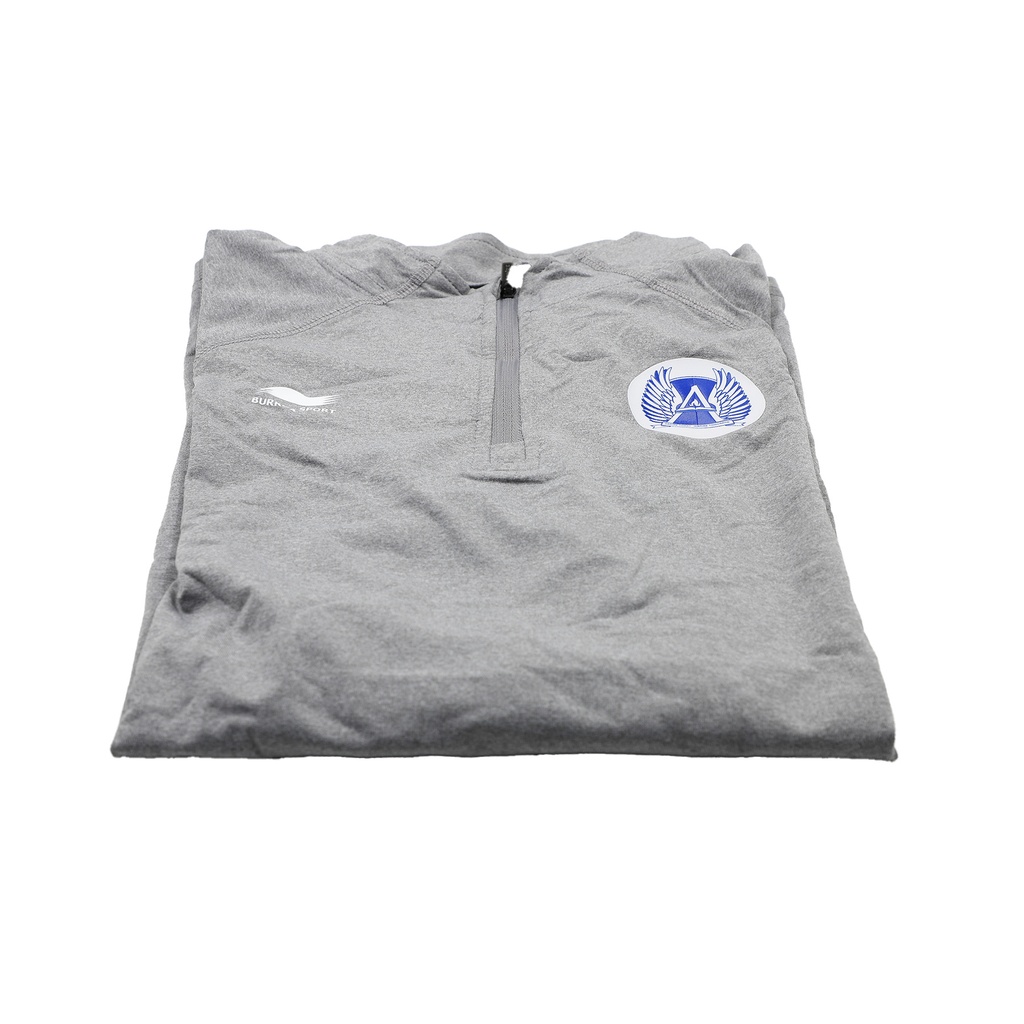 Kids  Long Sleeve Training   T - Shirt With Zipper Juniors  Grey  -  Size - XL B