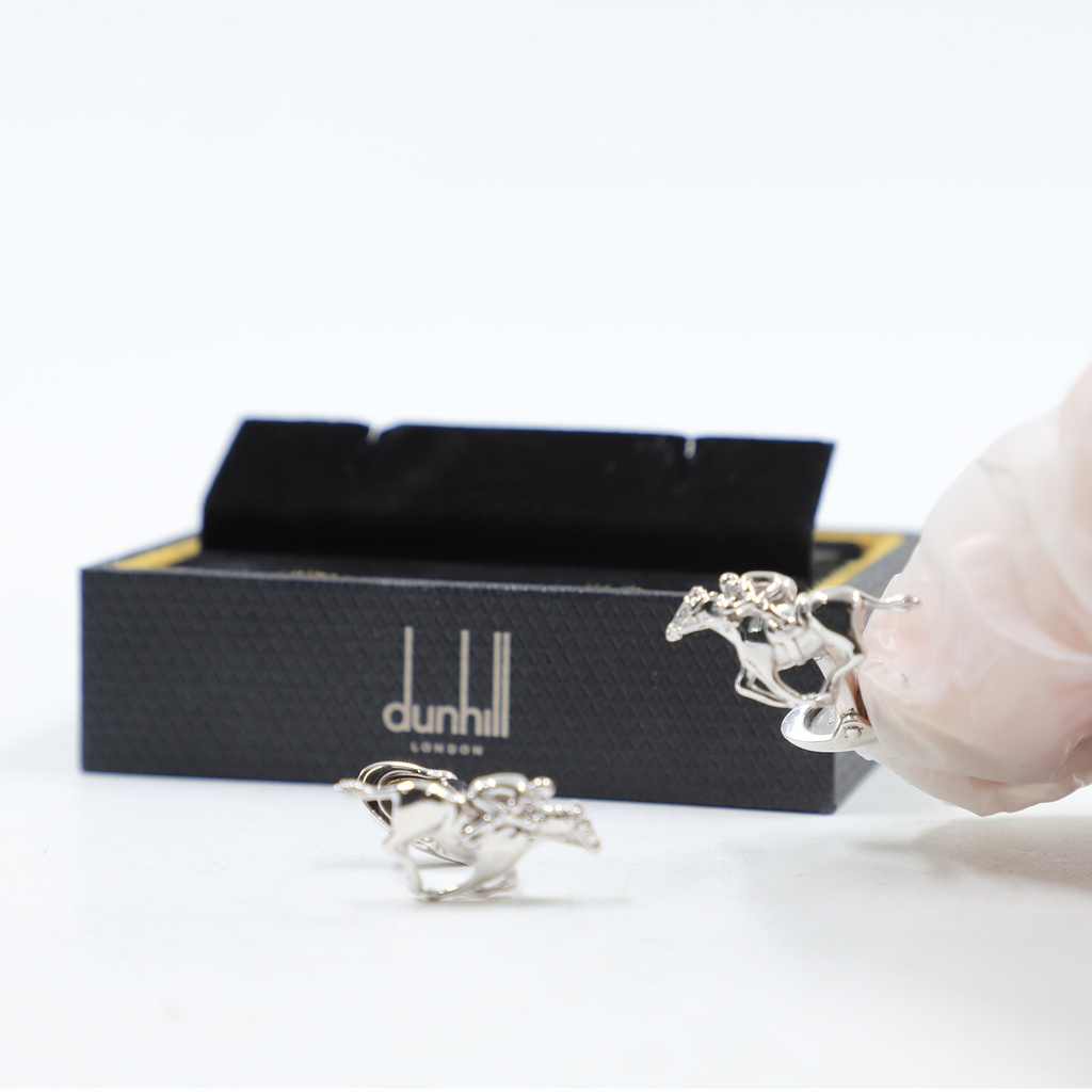 Dunhill Luxury 925 Silver Cufflinks Horse Raider