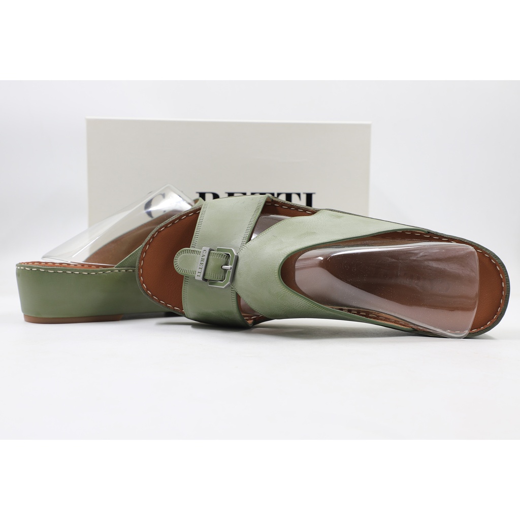 Caretti Flowax 1493 Memory Novocalf Aloe Soquare Buckle Nikel 1580 Matt Sandal  Color Green Size - 6 ½