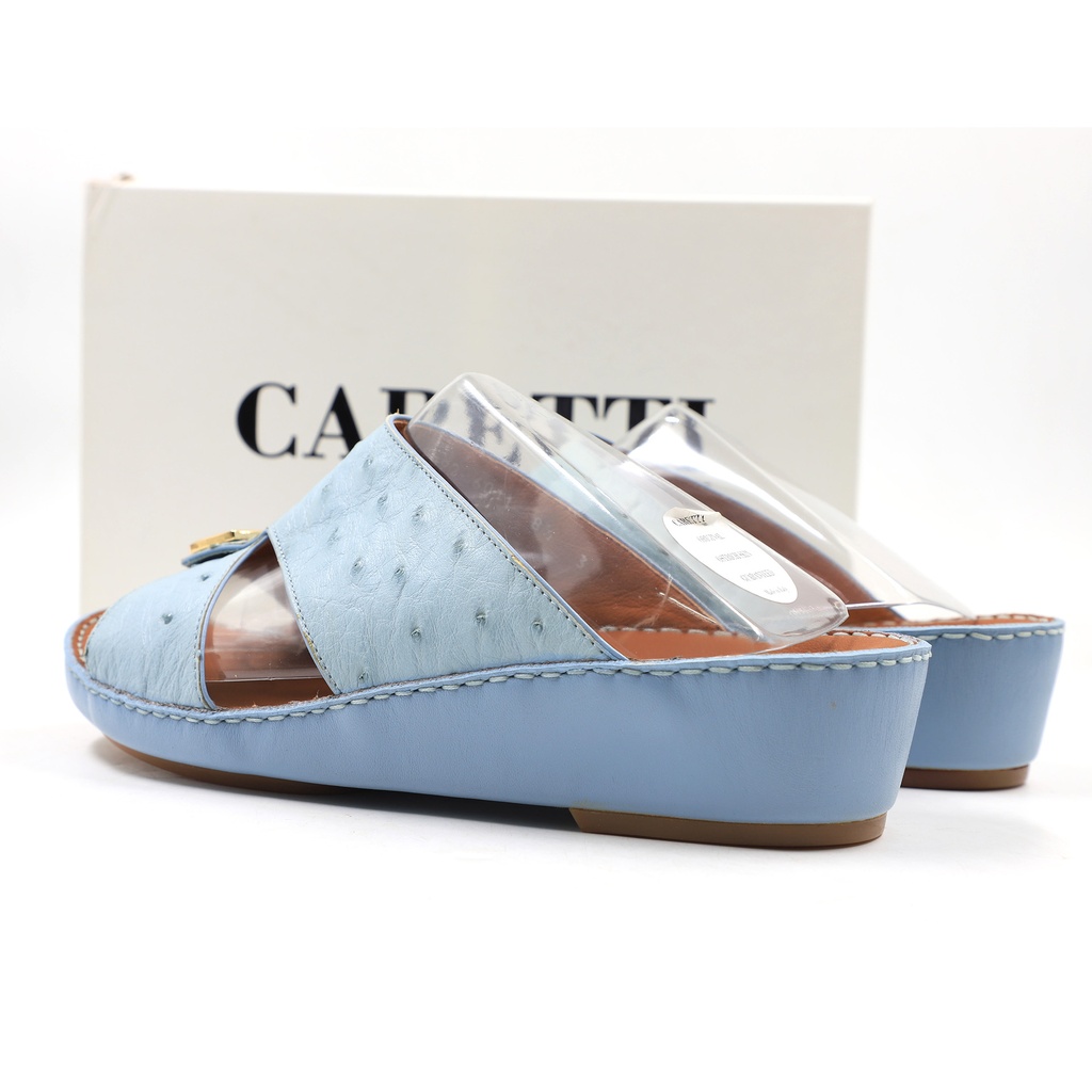Caretti Flo.Memory 6892 Lux Orig.Ostrich ArCtic Gold 3784 Sandal  Color Light Blue Size - 9 ½