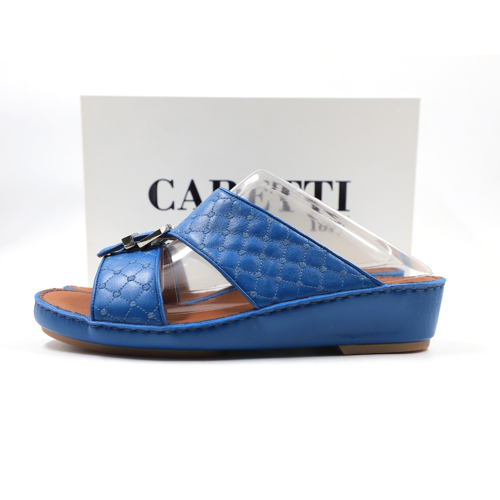 Caretti flo. Lined 1493 Memory Embroid 3 Reef Square Buckle Nickel 1580 Sandal  Color Blue  Size - 7