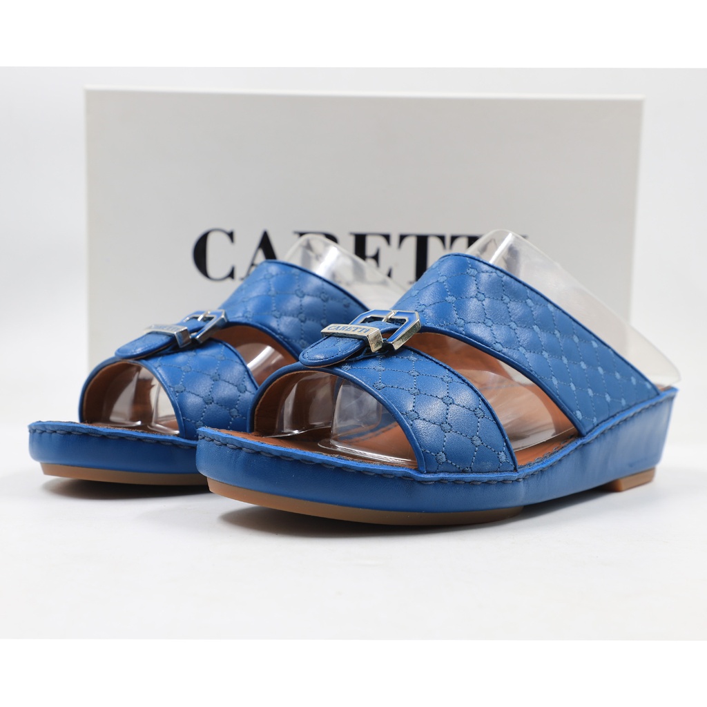 Caretti flo. Lined 1493 Memory Embroid 3 Reef Square Buckle Nickel 1580 Sandal  Color Blue  Size - 10