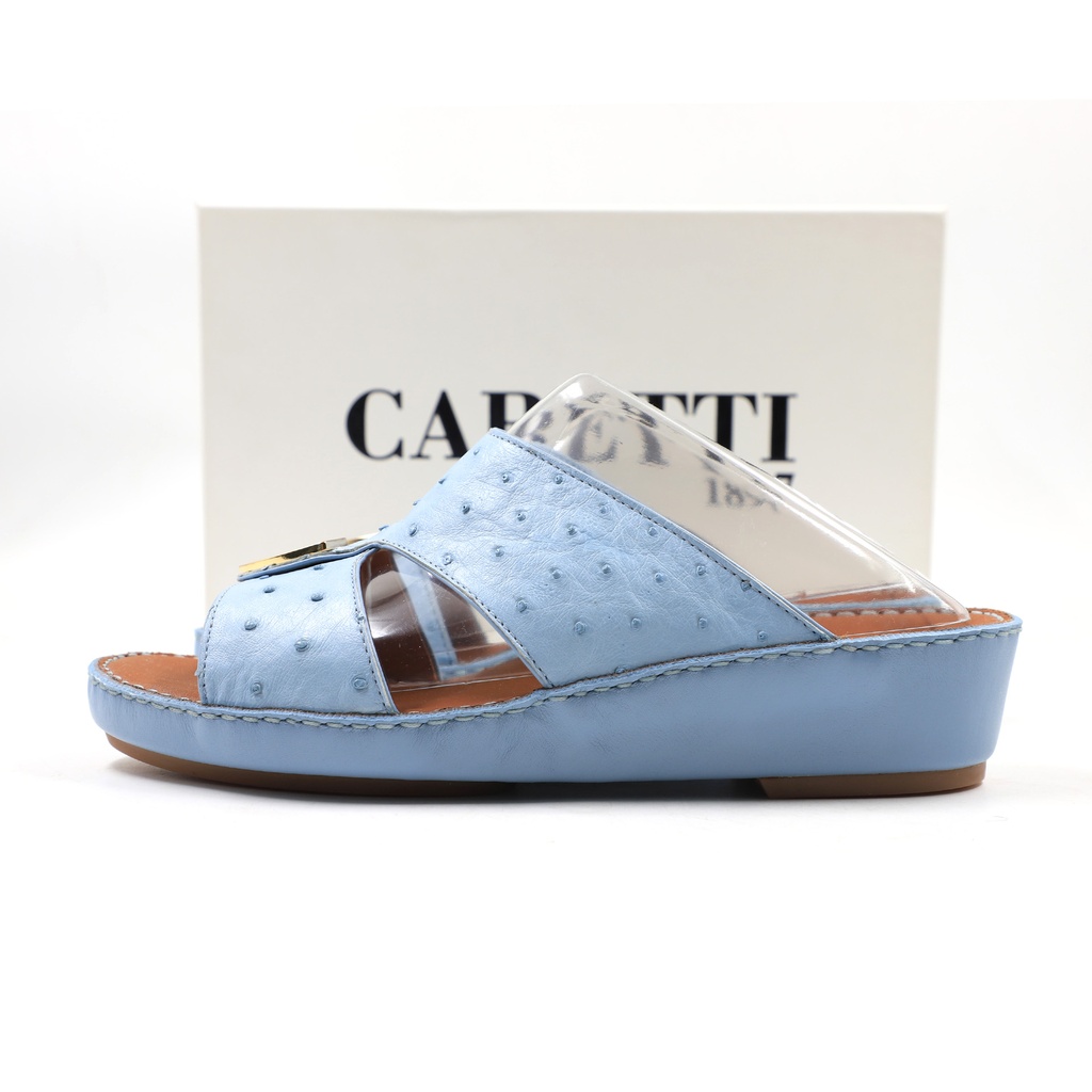 Caretti  Florida lux 6892 Memory  Original Ostrich Aictic Gold 3784 Sandal  Color Blue  Size - 7