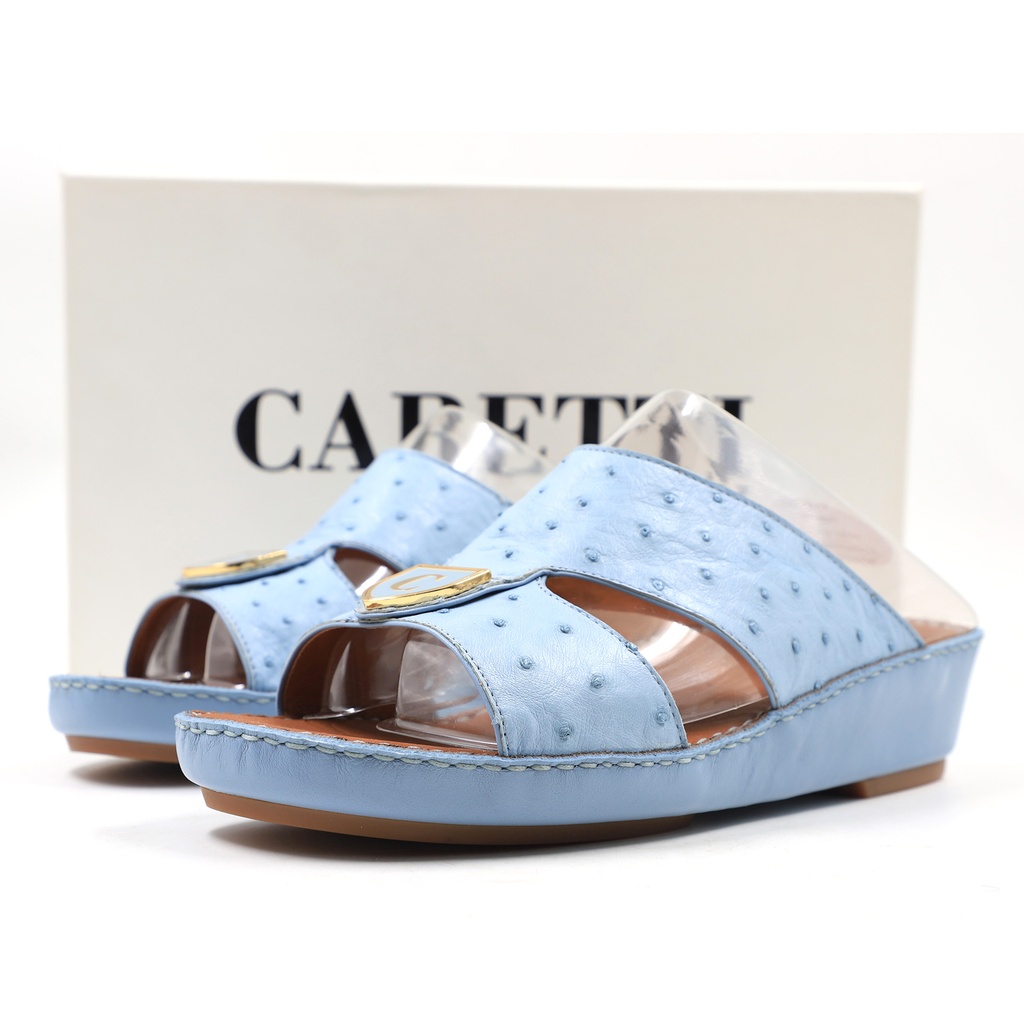 Caretti  Florida lux 6892 Memory  Original Ostrich Aictic Gold 3784 Sandal  Color Blue  Size - 7