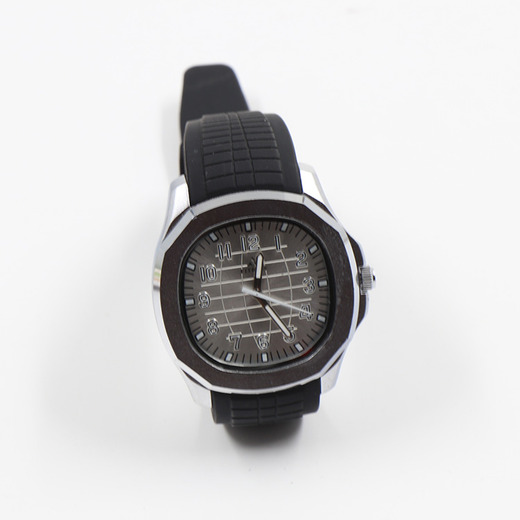 Fitron Mens Black Rubber Wrist Watch With Grey Dial And Silver Case