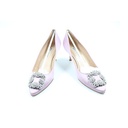 Manolo Blahnik Made In Italy Light Purple Satin Jewel Buckle Pumps Size: 38
