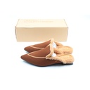 Vivaia Pointed-Toe Heeled Fluffy Mules