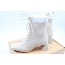 Vivaia Square-Toe Lace-Up Heeled Boots, Size: EU39