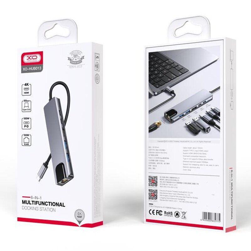 XO HUB013 USB C Hub 6 in 1
