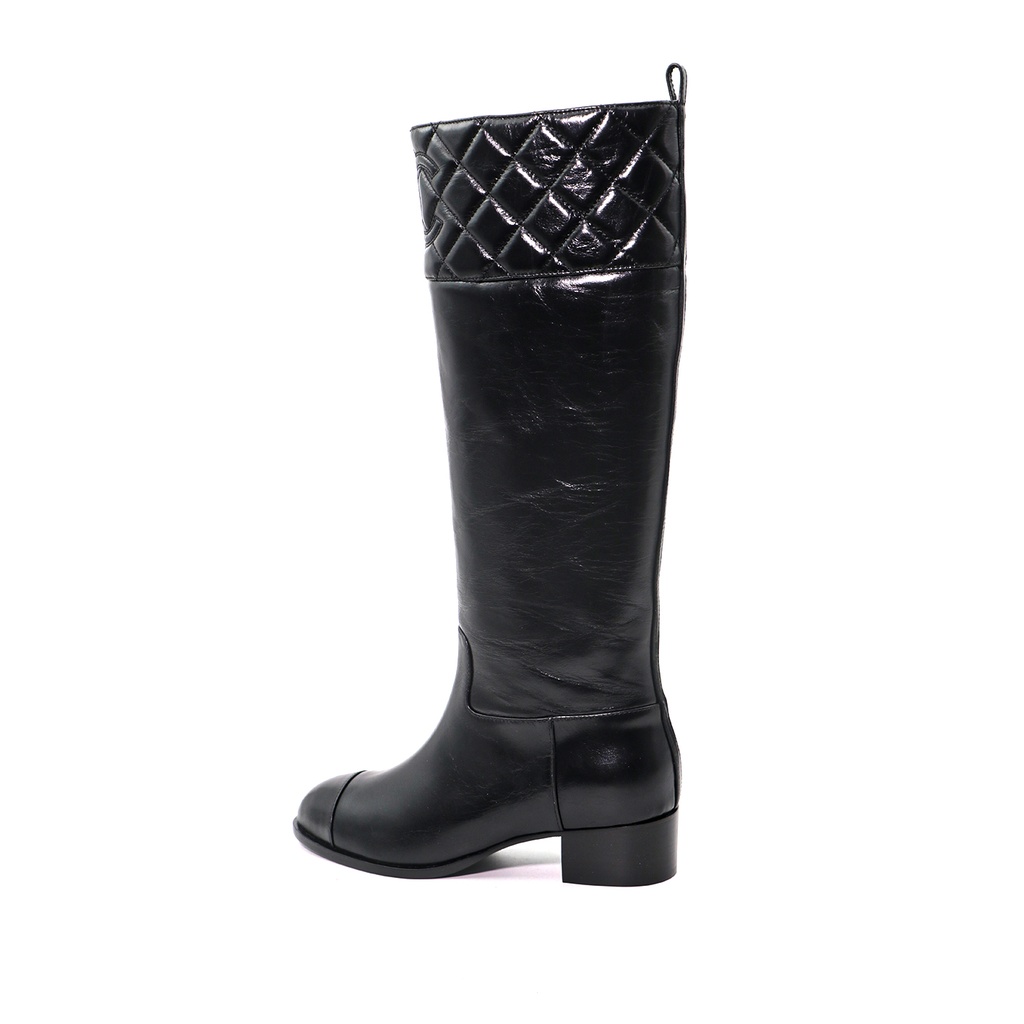 Chanel High Leg Boots 23b SIze 39 Black
