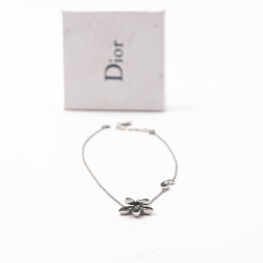 Miss Dior Black Crystal Silver Womens Bracelet