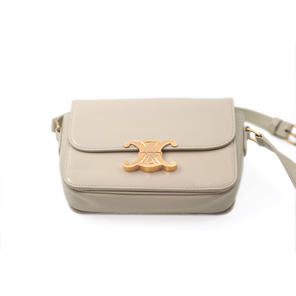 Celine Teen Limestone  Bag Beige  In Shiny Calfskin Limestone