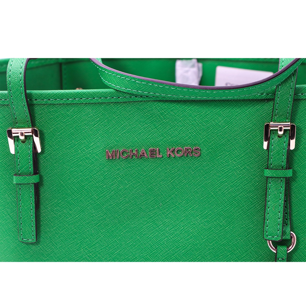 Michael Kors Green Leather Large Jet Set Tote Bag