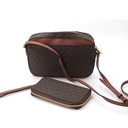 Michael Kors jet large Logo Crossbody Bag + Wallet Brown Gold Toned