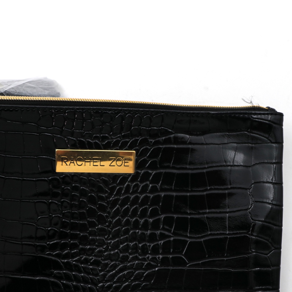 Rachel Zoe 2020 9 Inch Black Croc/Reptile  Cosmetic Bag