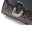 DKNY Black Signature PVC And Leather Von Flap Shoulder Bag