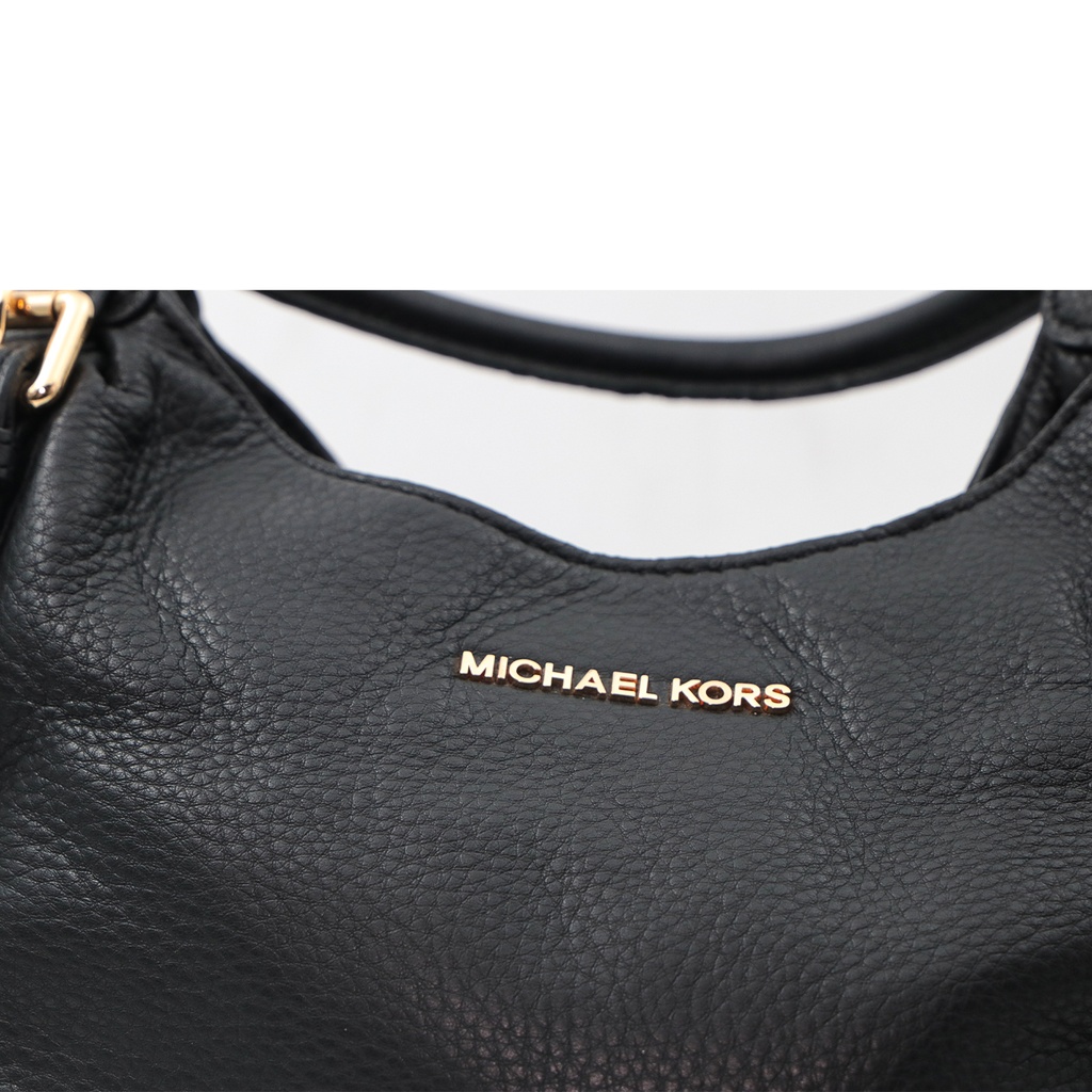 Michael Kors Bedford Black Bowling Satchel Leather