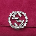 Gucci Pink Suede Interlocking G Crystal Embellished Broadway Cutch
