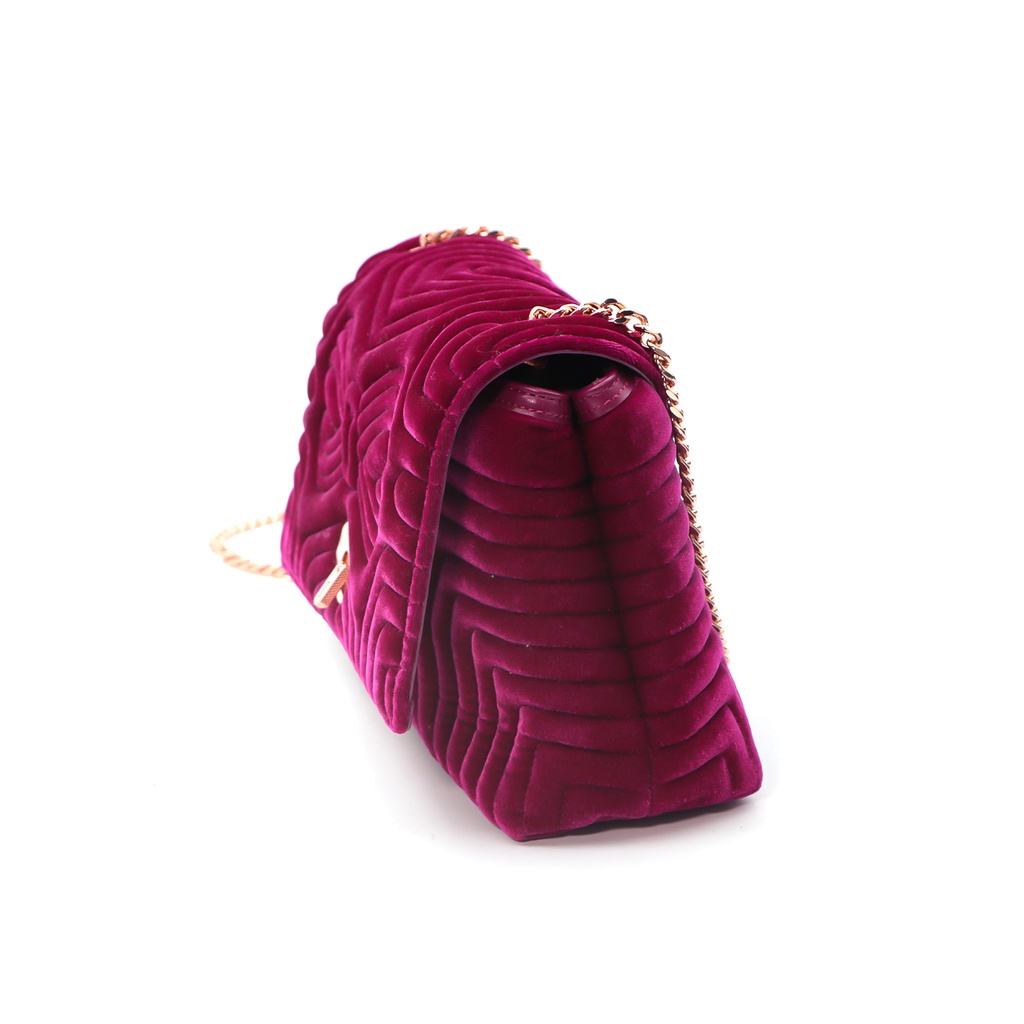 Ted Baker Women Purple Velvet Quilted Crossbody Bag