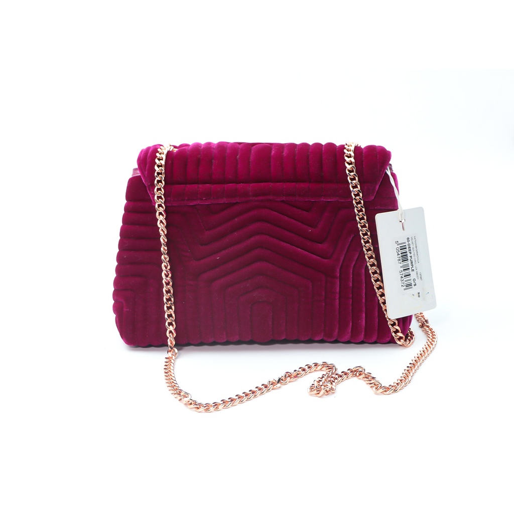 Ted Baker Women Purple Velvet Quilted Crossbody Bag