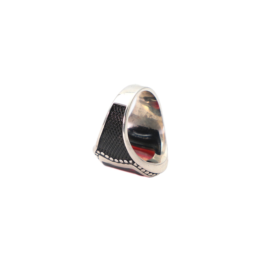 Mens SIlver Ring 925 Sterling Red