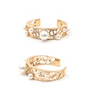 Aigner Crystal Faux Pearl Gold Tone Open Cuff  Bracelet