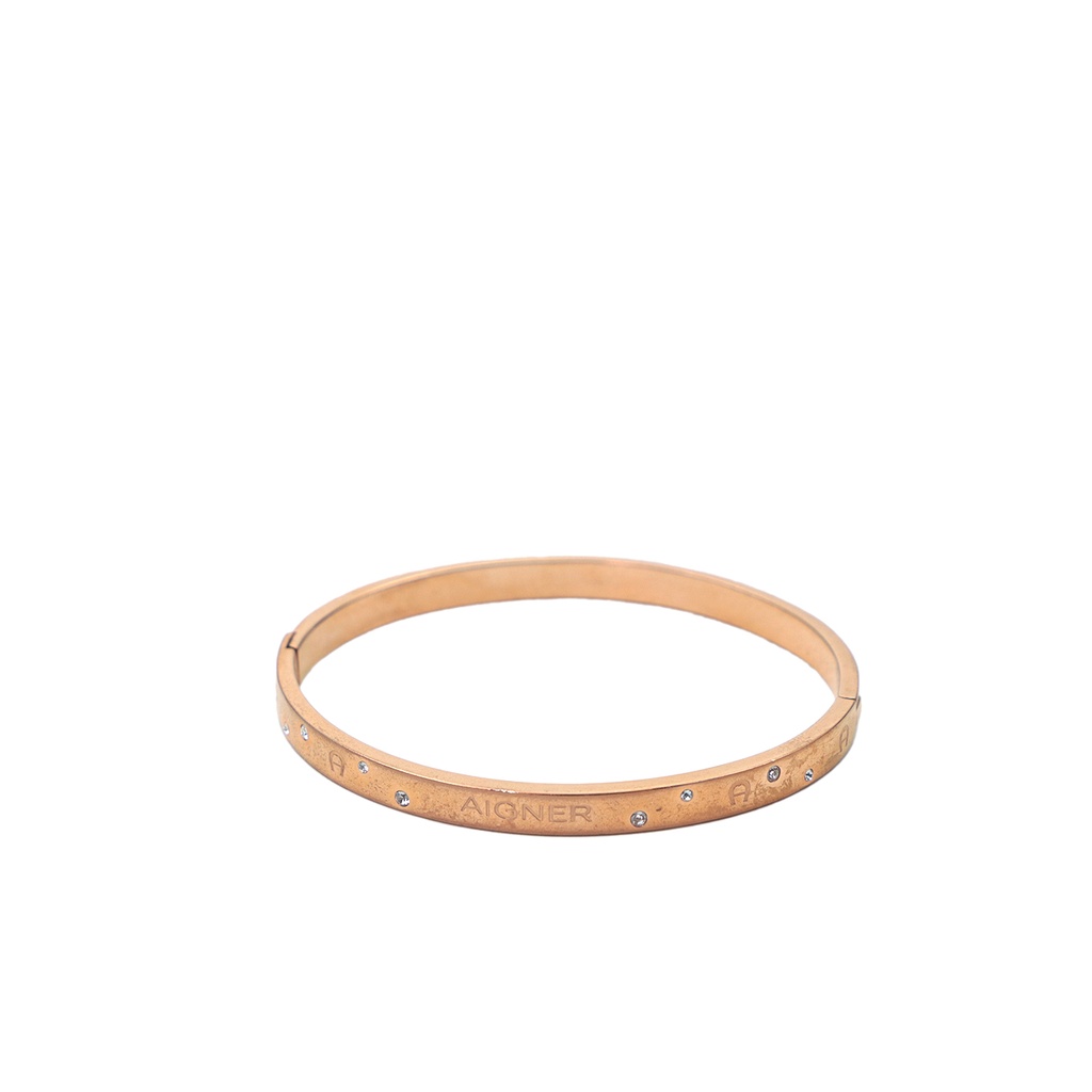 Aigner Love Double Crystal Gold Toned Bracelet Bangle