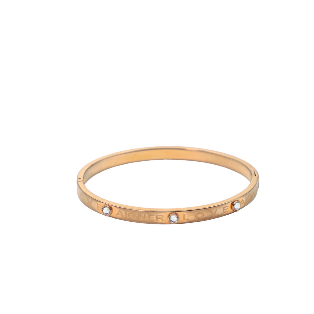 Aigner Love Double Crystal Gold Toned Bracelet Bangle