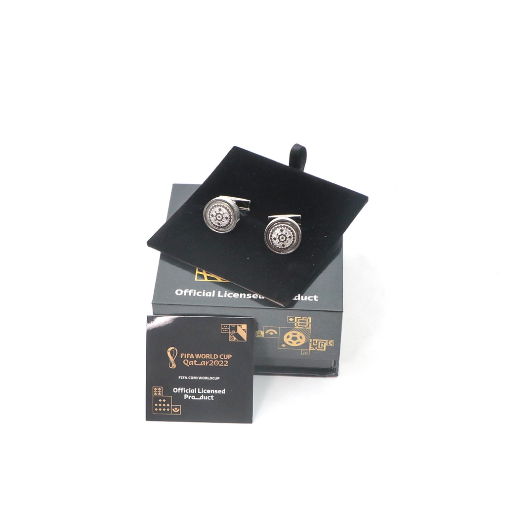 Fifa WorldCup Qatar Cufflinks - Silver Sterling Silver Plated And Lacquered Stainless Steel