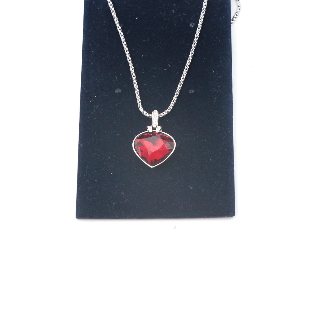 Swarovski Oceanic Red Heart pendant Necklace Rhodium Plated
