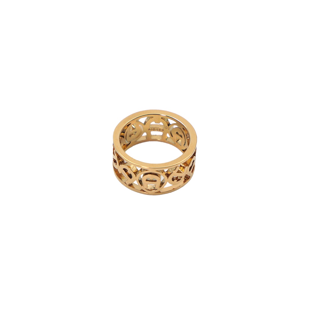 Aigner Crystals Gold Tone Ring Size: 54