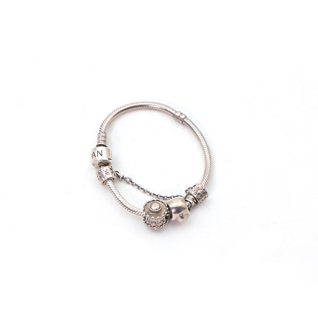 Pandora Jewelry Iconic Moments Snake Chain Char Sterling Silver bRacelet
