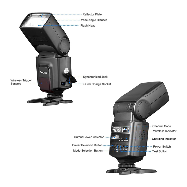 Godox TT520 II Universal Hot Shoe Flash Speedlite For DSLR Cameras
