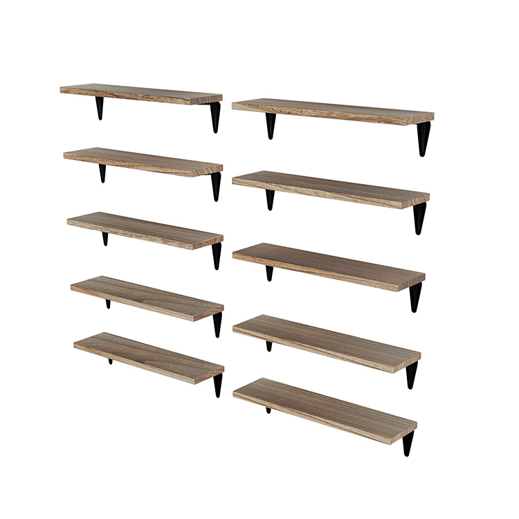 Wallniture Arras Wood Floating Shelves for Wall Storage, 17"x4.5" Small Bookshelf Set of 10