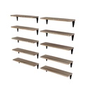 Wallniture Arras Wood Floating Shelves for Wall Storage, 17"x4.5" Small Bookshelf Set of 10