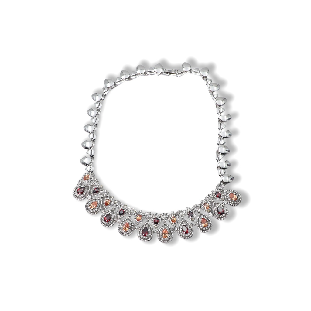 Silver Diamond Necklace Accessories Set